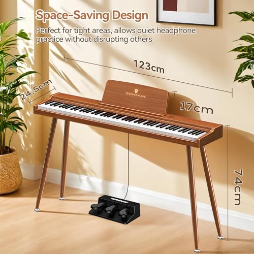 Image of TERENCE P10 Weighted Keyboard Piano 88 Keys,Full-Size Electric Piano for Beginners,Digital Piano 88 Key Semi-Weighted Keyboard with Stand,Triple Pedal,Music Stand,Power Adapter