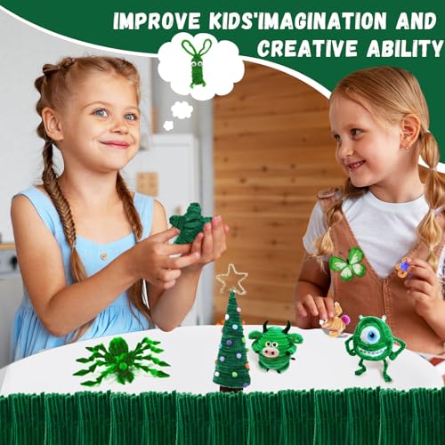 Image of Green Pipe Cleaners Craft Bulk,Toys & Games,200pcs Chenille Stems,Fake Flowers for Decor,Arts Crafts,Sensory Toys,Christmas Birthday Gift for Kids Art Supplies for Projects Creative DIY Decorations