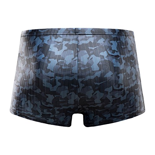 KGKE Swim Boxer Briefs Short Swim Jammer Camo Racer Mens Square Leg Swimsuit (Grey camo Strip, XL) - Thumbnail 6