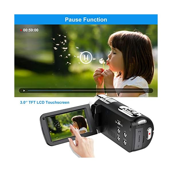 Videokamera Camcorder FHD 1080P 24MP YouTube Vlogging Kamera Recorder 7,6 cm 270 Grad Rotation TFT LCD Bildschirm 16X… – Bild 6