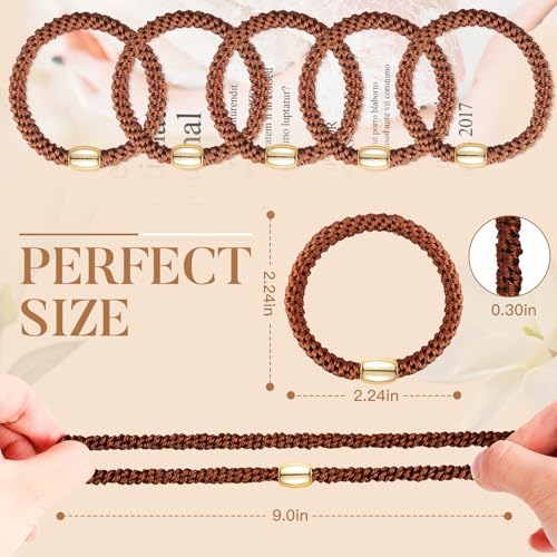 Image of FORENEE Hair Ties No Damage - 20PCS Ponytail Holders - Elastic Hair Ties for Thick Hair - Braided Hair Bands for Women Girls's Hair - Brown