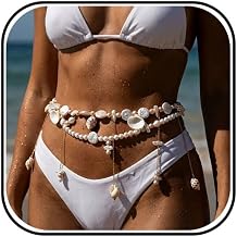 Pearl Seashell Waist Chain Belt for Women Boho Beach Bikini Outfit Shell Body Chain Jewelry Starfish Conch Costume Accessories Summer Vacation Gift