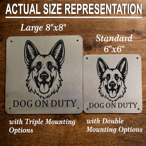 Image of Beware of Dog Sign, German Shepherd, 8x8 Inch, Durable Steel, Triple Mount