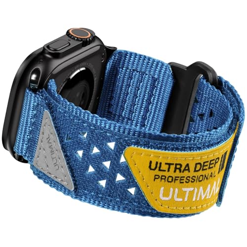 ULTIMAL Apple Watch Series 11 42mm �o���h�V���[�Y 10/9/8/7/6/5/4/SE/SE2/SE3�ɑΉ� �i�C�����E�H�b�`�o���h ������ �D�X�g���b�v 42mm/41mm/40mm/38mm�p (L�A�u���[)