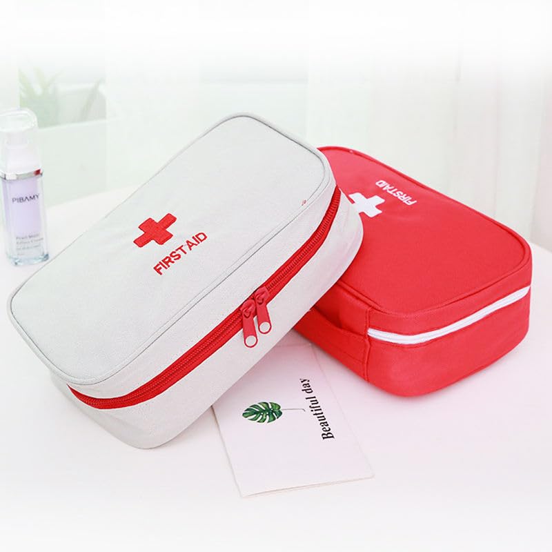 Image of Sumiko First Aid Kit Bag | Medicine Storage Box | Multi-Utility With Handle | Portable & Spacious Emergency Kit Organizer With Mesh Pouch & Elastic Loops | Perfect For Travel Camping Home Gift (White)