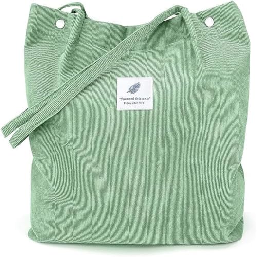 Corduroy Women Girl Lady Canvas Shoulder Cord Purse and Handbags with Inner Pockets3