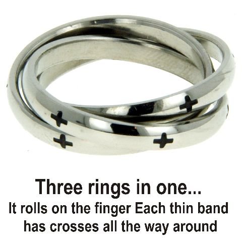 Forgiven Jewelry Rss8 Thin Cross Triple Band Stainless Steel Ring Size 10-Christian Jewelry #TOP1