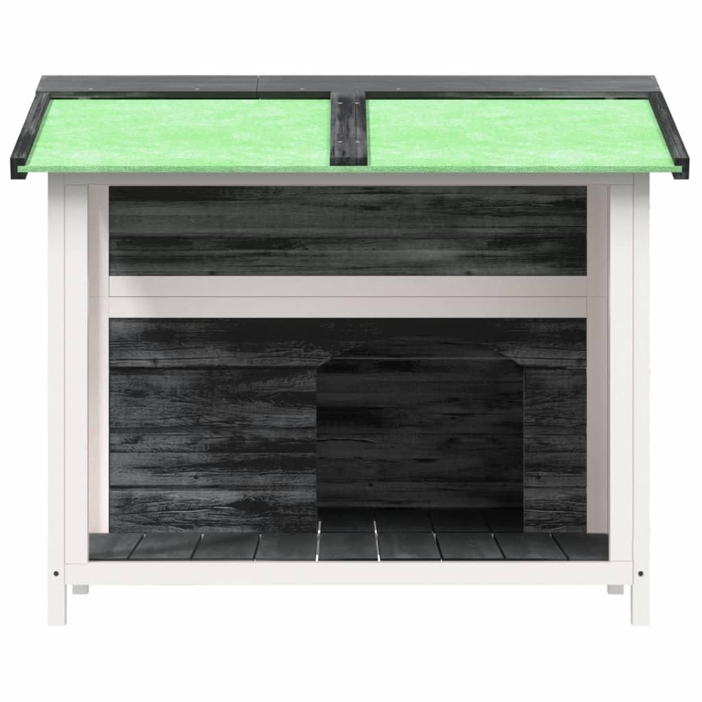Caseta para perros gris de madera maciza de pino 96 x 87 x 80,5 cm con techo impermeable, gran entrada para jardín, protección y seguridad ideal para perros, cachorros y mascotas