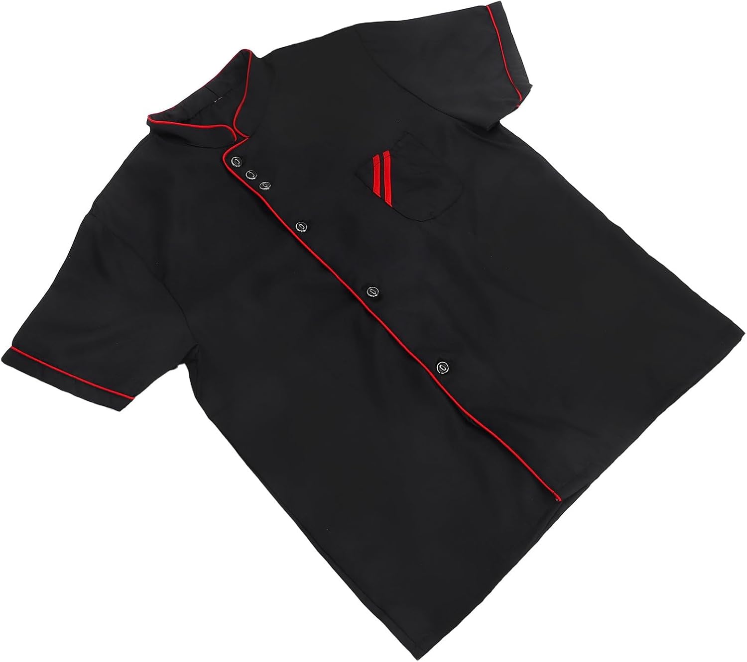 Black Short Sleeve Chef Coat Jacket, Unisex Polyester Kitchen Uniform