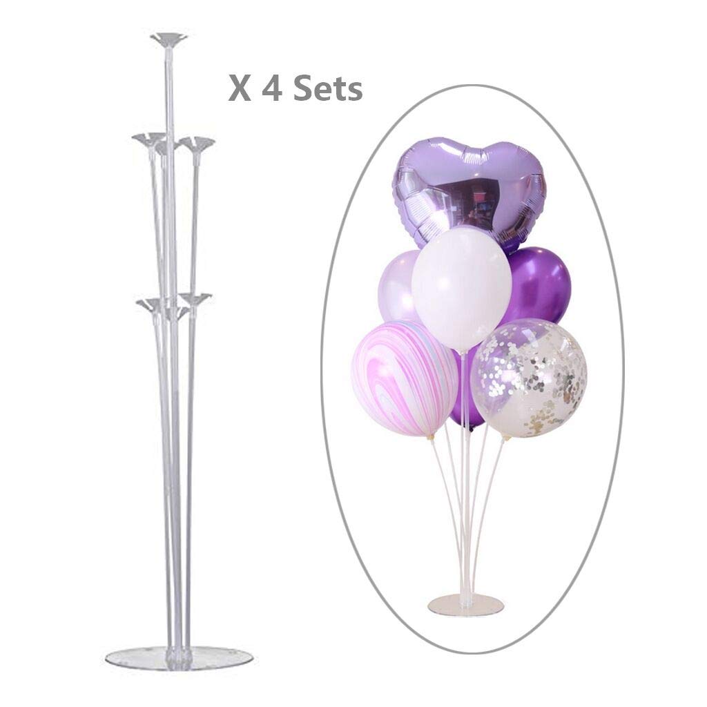 Coriver Balloon Tree - Height Table Balloon Stand Kit with Plastic Stick Base, Wedding & Birthday Party Accessories (4 Sets)