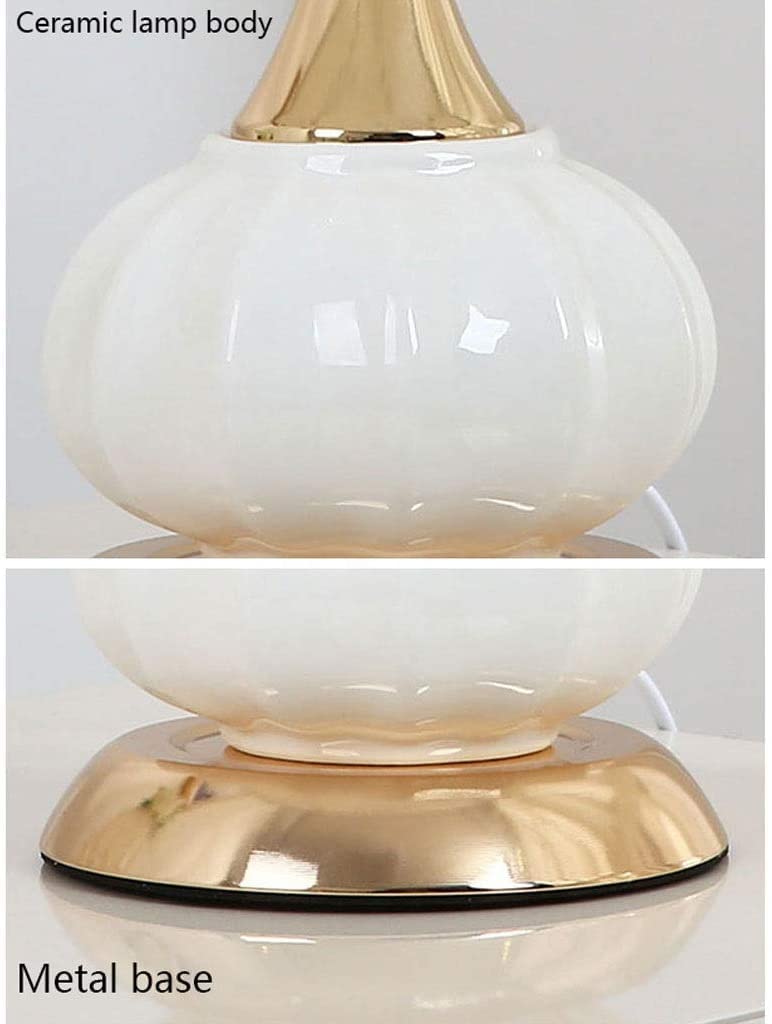 Lampa Stołowa Do Salonu Nocna Lampa Stołowa Drukowanie Tkanin Abażur Lampka Do Sypialni Kreatywna Ceramiczna Szafka Nocna Lampa Biurkowa Do Sypialni Salon Lampka Nocna(Touch switch)