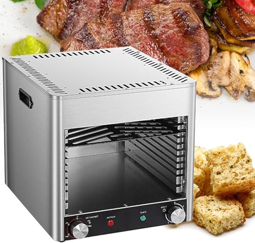 LPONAA Horno Comercial para Interiores De 110 V/220 V, 1700 W, 3400 W, Asador Eléctrico De Temperatura Constante De 800 °C, Temperatura De Tiempo Ajustable para Bistec, Pollo, Pizza Y Verduras(110V)