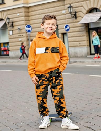 Image of Boys Clothes Boy Outfits 2-Piece Long Sleeve Hoodie and Camouflage Pants Boys Fall Winter Clothes for 6-16 Years