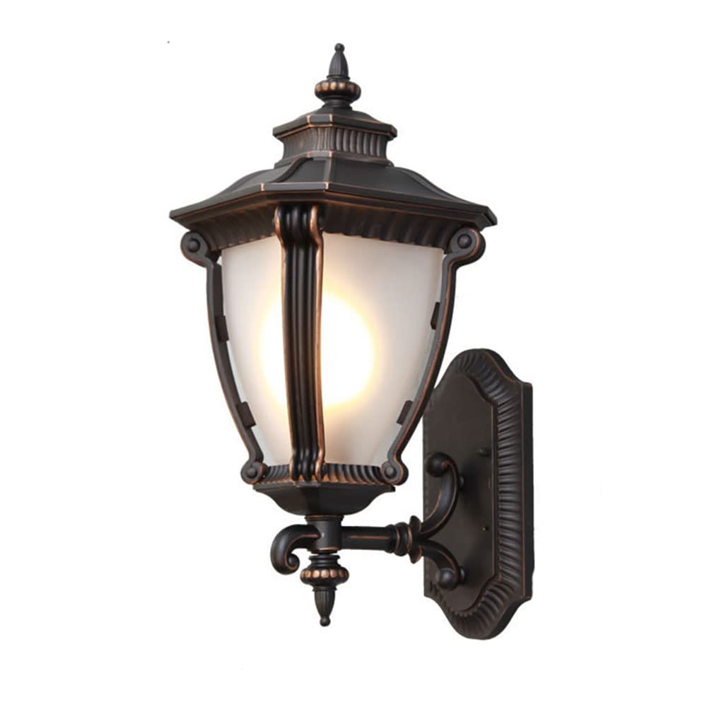 OZBMA Modern Sconces Lighting Matte Black Wall Lamps Anti-Rust & Waterproof Vintage Outdoor Light Fixture Mount Bracket with Frosted Glass Shade, LED Compatible (size_name 14.1in)