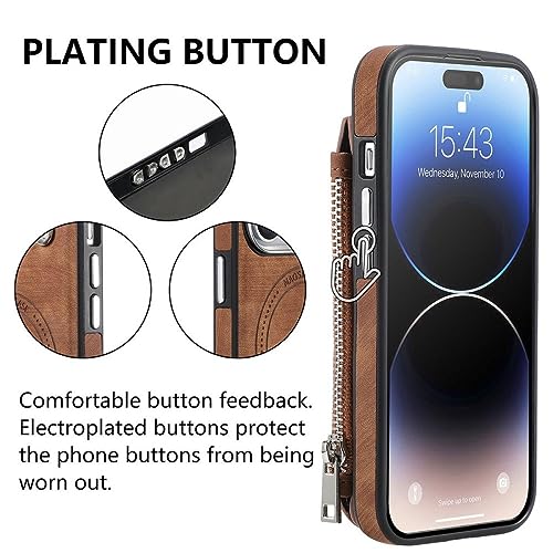 Coque en cuir iPhone 14 Pro Max magnétique antichoc finition premium marron