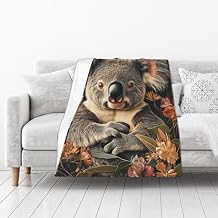 Koala In Floral Wreath Fleece Blanket, Double-Sided Plush Throw, Lightweight Yet Warm,Great For Couch Snuggles, Baby Showers, Or Australia-Themed Decor,Gifts For Family And Friends 40x50 Inch
