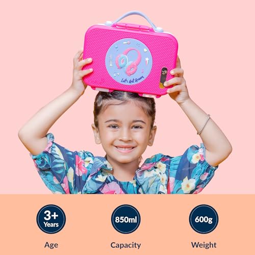 Image of Rabitat Munchbee Pro Personalized Stainless Steel Kids Lunch Box 850ml- Food-Grade Steel Bento Tiffin | 2-Year Brand Warranty | Spill-Proof Flick-Lock | 3 Compartments, BPA-Free,School-Safe MissButter