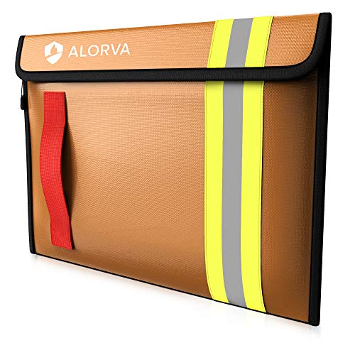 Alorva Fireproof & Water-Resistant Document Bag – 15.5 X 11 X 3-Inch Pouch For Legal Documents & Valuables - Double-Layered Zippered Protection – Firefighter Designed (Beige) #TOP3