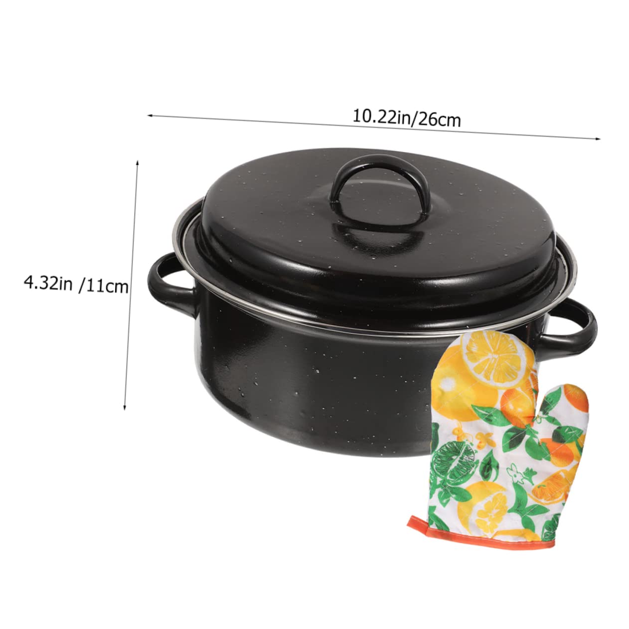 Teglia Multifunzione in Smalto Nero, Manici Ergonomici Doppi, Resistente alle Alte Temperature, per Castagne e Patate, Casa e Campeggio