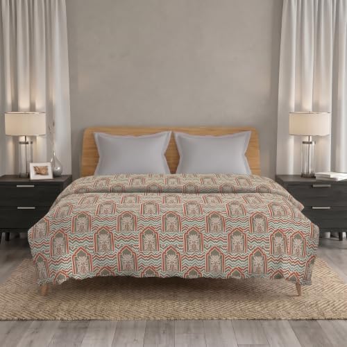 Image of Trance Home Linen 100% Cotton Printed Zippered ONLY Single Size Duvet Cover /Blanket Cover /Quilt Cover | Comforter Cover /Razai Cover | (60 x 92 Inch | Mihrab Green)