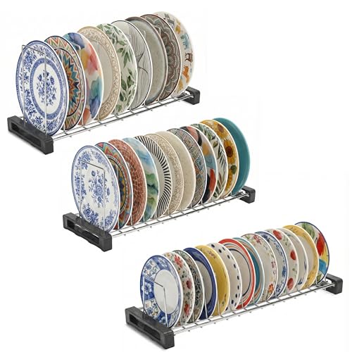 Image of Stainless Steel Plate Rack for Kitchen | Dish & Plate Stand Organizer | Rust-Resistant Countertop Plate Holder with Stable Base | Space Saving Design (Small 14 Slot /Medium 12 Slot /LARGE 9 Slot)