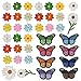 Mariposas Flores Parche Termoadhesivo, 39 Piezas Costura de Apliques Parches, Bordados Hierro en Parches, Reparación de Parche Decorativo para Bricolaje Ropa Zapatos Jeans, Colores Surtidos