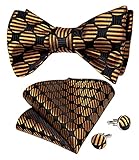 fliege seidenfalter 【Neues Material】 Fliege und Einstecktuch sind aus 1400 Stichen Jacquard-gewebt, das hochdichte Gewebe macht das Krawatten-Set haltbarer, verformt sich nicht leicht und angenehm zu tragen.
