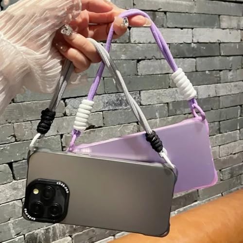 Coque antichoc iPhone 14 rigide argentée avec dragonne de poignet