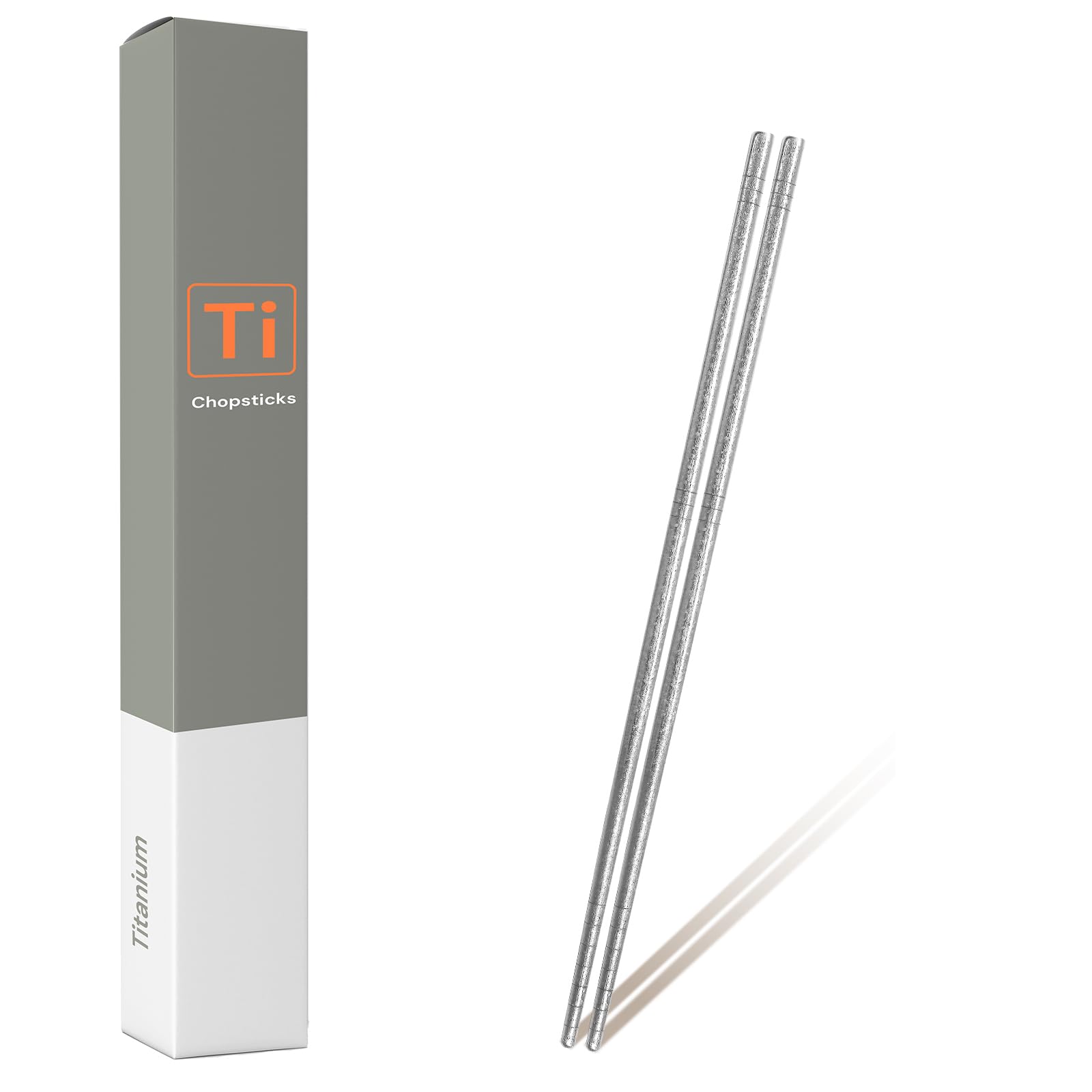 Pure Titanium Chopsticks 1 Pair, Reusable Lightweight Hollow Core, No Metallic Taste, Dishwasher Safe, Anti-Slip Texture - BPA Free Non-Toxic Healthy Eating Utensils