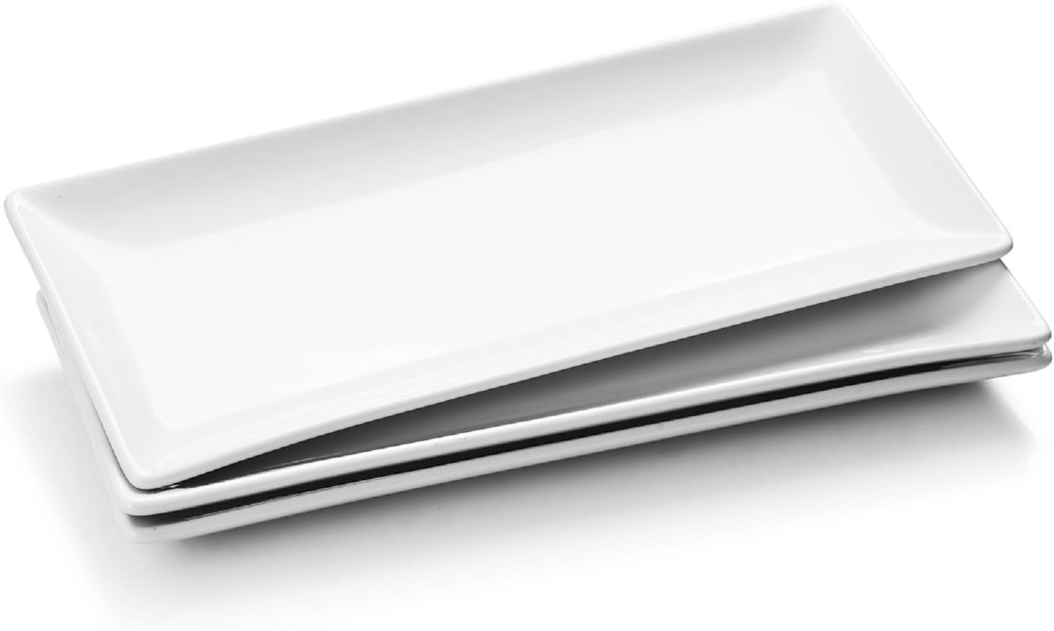 Ceramic Serving Platters Set of 3, White Rectangular Plates L35 cm x W15 cm, Large Serving Trays 14 inch, Porcelain Serving Dishes, Party Platters for Dessert, Buffet, Snack, Steak, Fruit