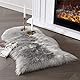 JXLOULAN Faux Lammfell Schaffell Teppich Grau 75x120 cm, Weicher Flauschiger Teppich Wohnzimmer Deko, Longhair Fell Lammfellimitat Carpet für Stühle Sofa Schlafzimmer Kinderzimmer