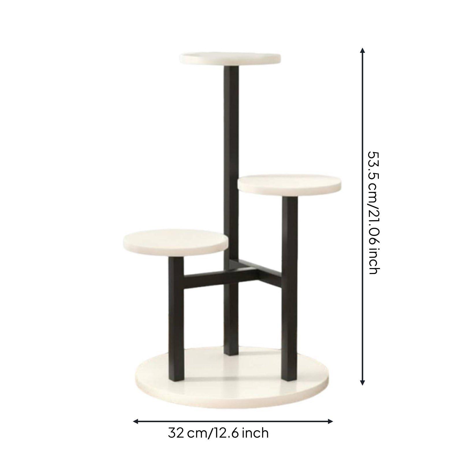 predolo Présentoir à Plantes Multi-Étages Apparence Nordique Porte-Plantes sur Pied à 4 Niveaux Montage Facile Mobilier de Maison pour Intérieur , Noir+Blanc Chaud