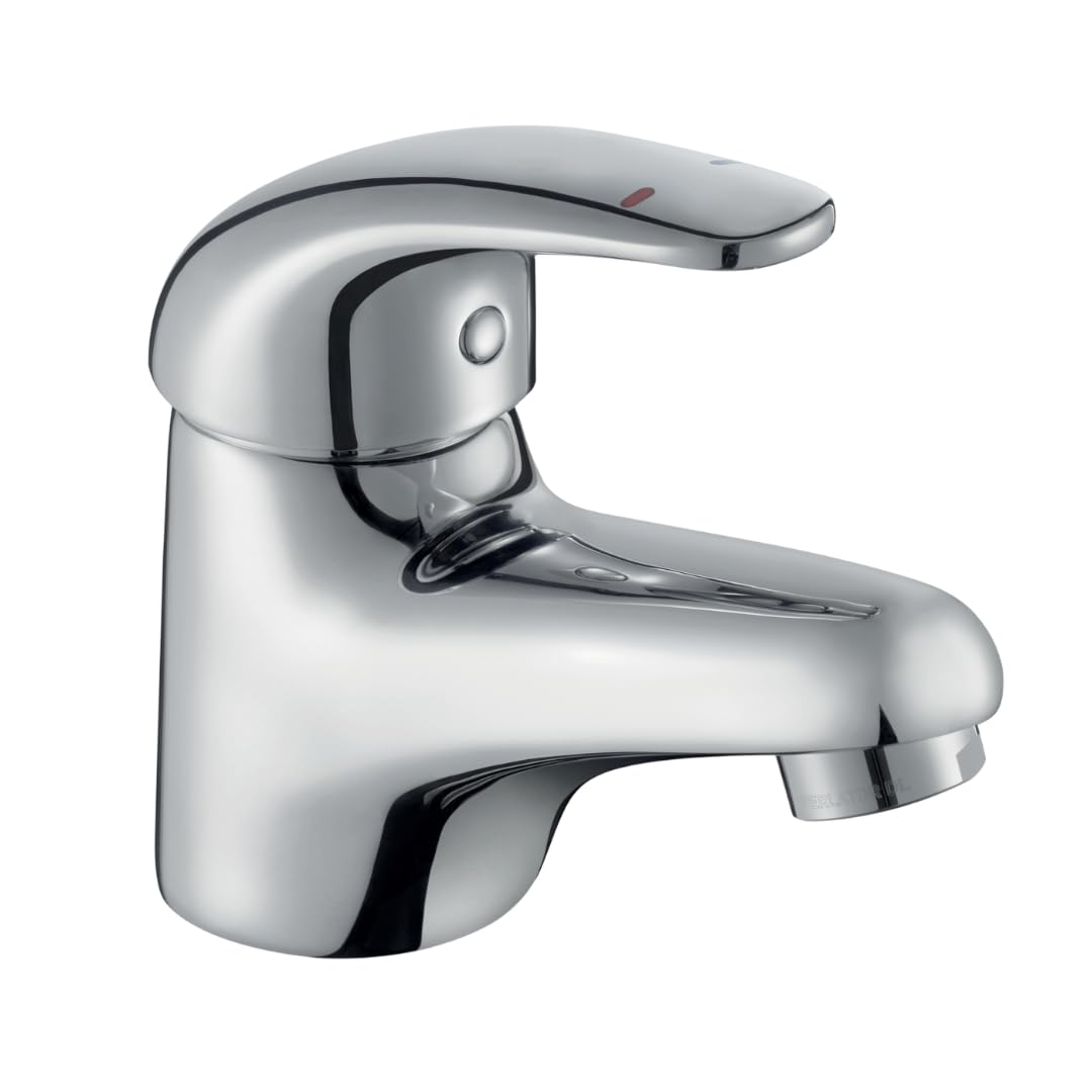 Clever Haze - Grifo mezclador monomando para lavabo cromado - Grifo de baño compacto de una sola palanca, latón macizo, acabado cromado moderno