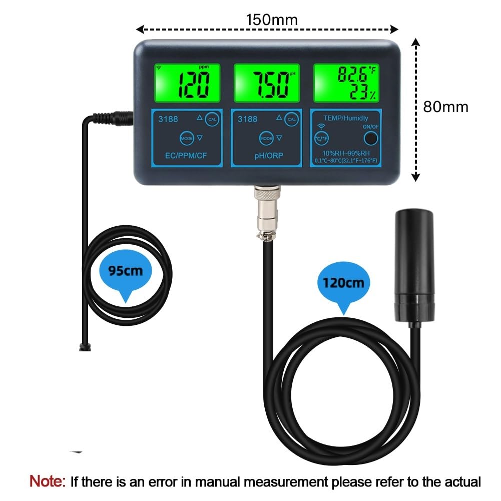 PH-Messgerät Boden PH Meter Temp TDS (ppm) EC ORP Wasser Tester Tuya APP Smart Monitor Digital Analysator for Aquarien Hydrokultur schwimmbad Genauigkeit und Haltbarkeit(1 UK)