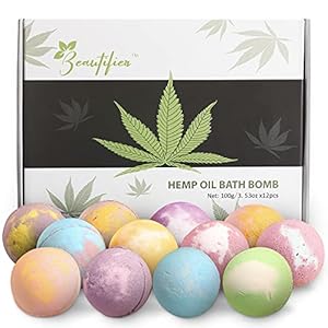Beautifier Life Hemp Oil Bath Bombs Gift Set Natural Refreshing Bubble Bath Kit with 6 Relaxing Scents Made from Pure Essential Oil for Bubble and Spa Bath, Birthday Mother’s Valentine’s Day Gifts