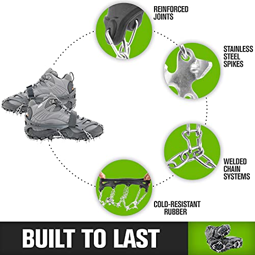 Crampons For Hiking Boots - Men And Women - 19 Non-Slip Micro Spikes For Hiking - Hiking Spikes For Boots And Shoes - Best For Snow And Ice - Fits Size 7-10 Crampon Traction #TOP3
