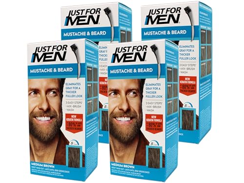 JUST FOR MEN Color Gel Mustache & Beard M-35 Medium Brown 1 ea (Pack of 4)