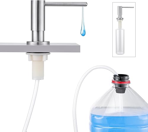 Dispensador de jabón para fregadero de cocina con botella de 17 onzas y kit de tubo de extensión de 40 pulgadas, dispensador de jabón integrado de