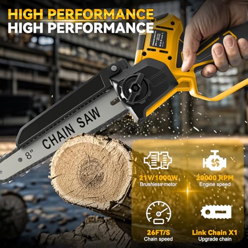 Image of 8 Inch Cordless Pole Saw for Dewalt 20V Max Battery (No Battery), Brushless Electric Chainsaw with Extension Pole, 15Ft Long Reach for Tree Pruning Hedge Cutting