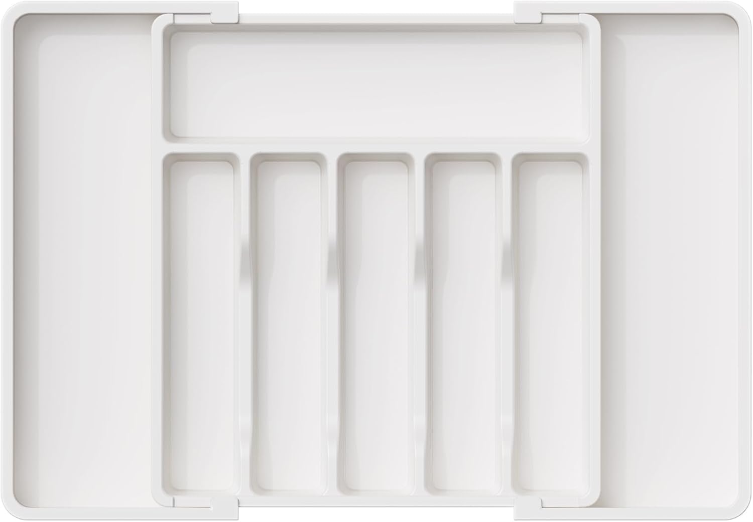JOVARE Large Silverware Drawer Organizer, Expandable Utensil Tray for Kitchen, BPA Free Flatware and Cutlery Holder, Adjustable Plastic Storage for Spoons Forks Knives (White, Pack Of 1)
