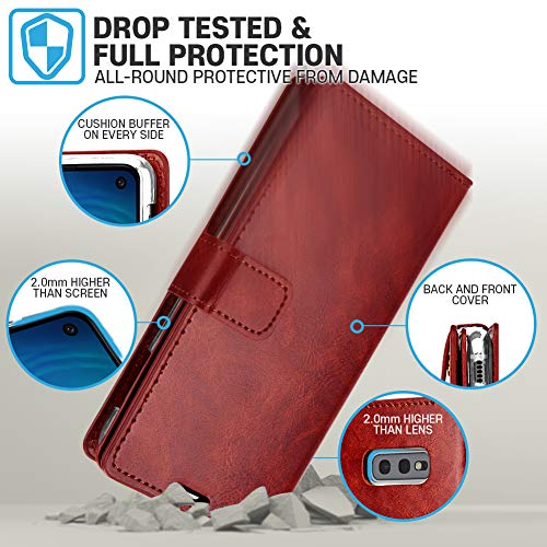 Goospery Mansoor Galaxy S10E (2019) Leather Wallet Case Double Sided Card Holder [9 Card Slots, 2 Money Pockets] Protective Folio Flip Cover - Wine #TOP1