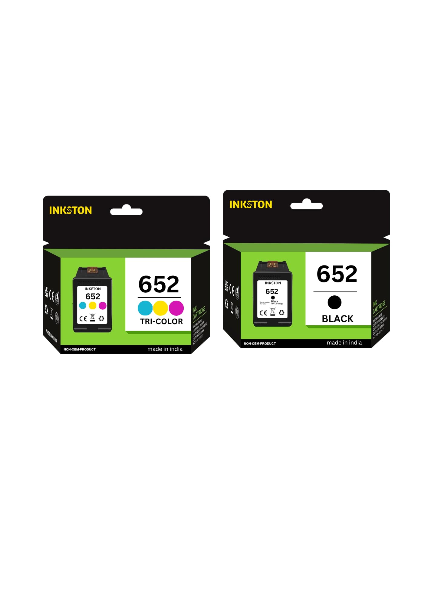 INKSTON 652XL Tri-Color and 652XLBLACK Combo Pack Original Ink Advantage Cartridge
