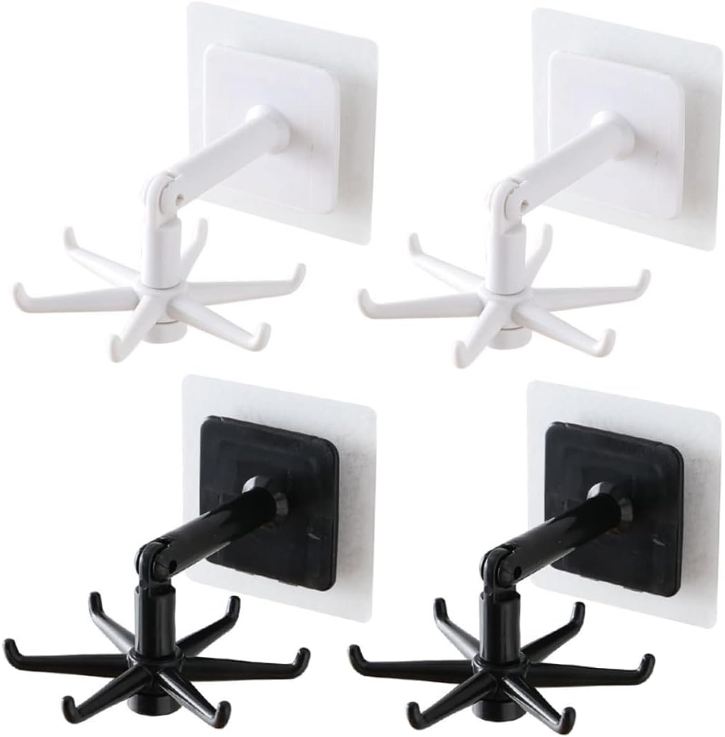 4pcs Rotating Kitchen Utensil Hangers Wall Hooks Multi-Functional Under Cabinet Hooks for Easy Utensil Storage Design for Spoons and Spatulas