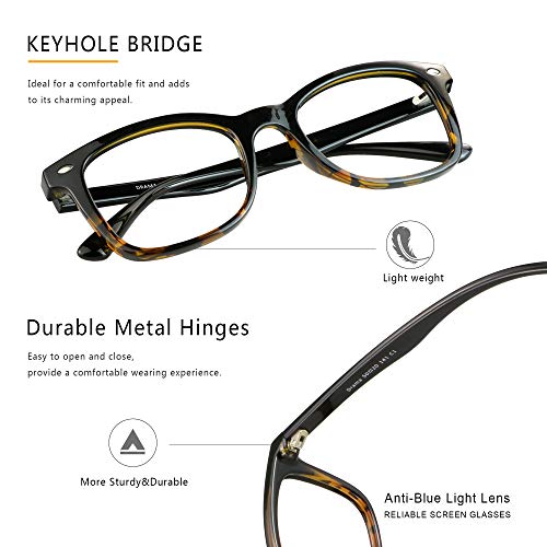 Image of Blue Light Blocking Glasses 3 Pack Square Frame Computer Gaming Reading Glasses Men Women Anti Eyestrain