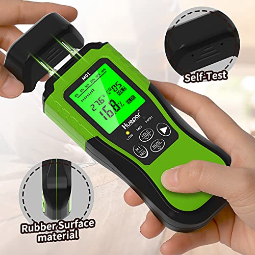 Miniatura 5 de Huepar Humidímetro Digital, Medidor De Humedad Con 2 Modos De Medición Y Pantalla Lcd -8 Tipos De Probador De Humedad De Madera Para Insperar El Humedad De Madera Y Materiales De Construcción-M01