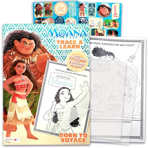 Livre de traçage pour apprendre à dessiner Moana avec stickers de coloriage