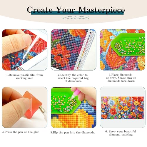 JOOZ Diamond Painting Kits for Adults - DIY 5D Large Diamond Art Kits for Adults Flowers, Full Drill Diamond Art Flowers Kit, Gem Art Kits for Home Wall Decor (27.5 X 15.7 Inch) by JOOZ - Image 7