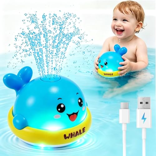 Baby Bath Toys Baby Bath Toys Whale Sprinkle Automatic Induction Spray Water Toys Bath Time Shower Gifts for 1 2 3 Year Old Baby Girls Boys (Blue)