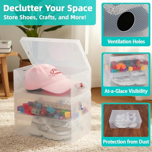 Boîtes à chaussures transparentes empilables Kilofly Set10 plastique robuste - 5