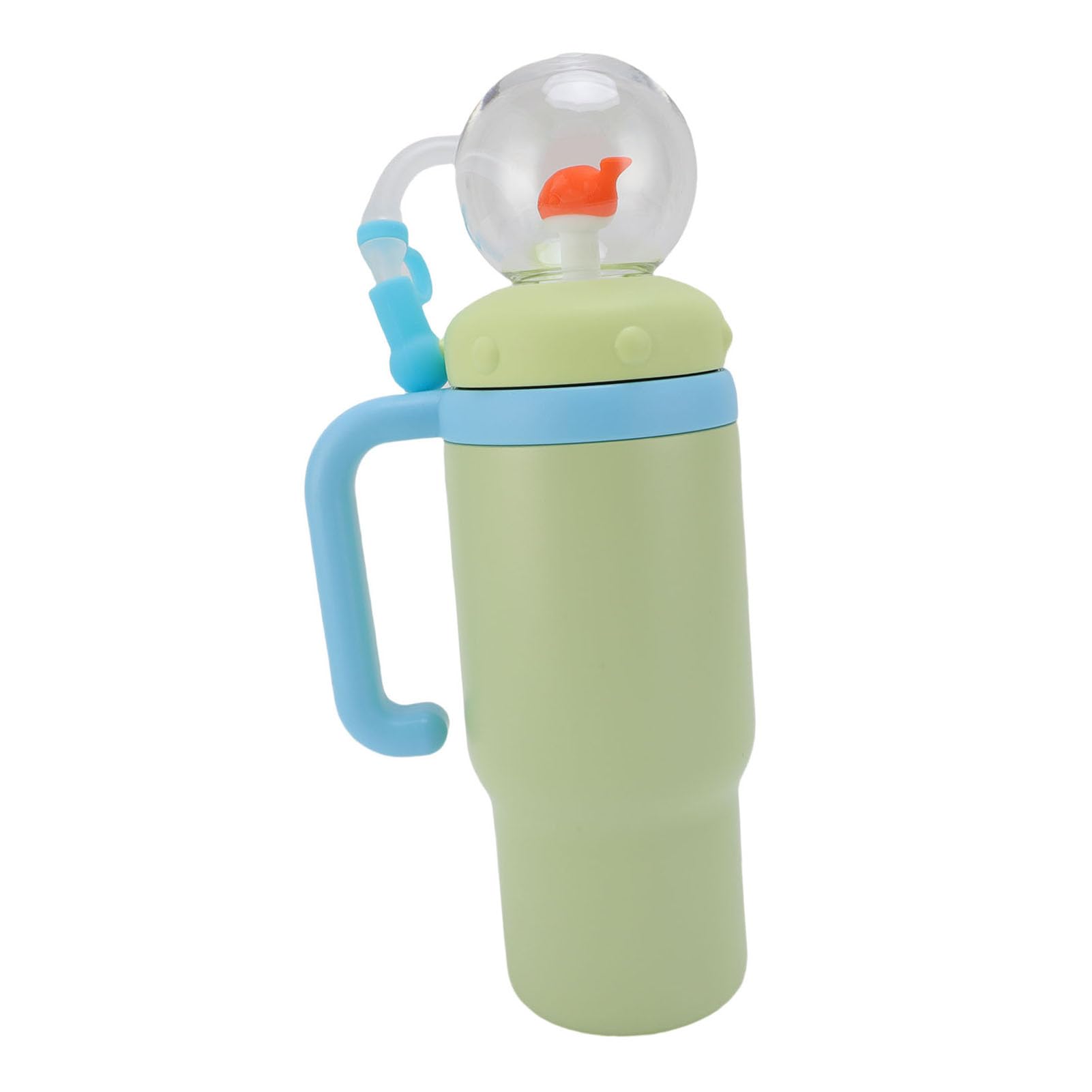 Wasserflasche, 710 Ml, Isolierter Trinkbecher aus Edelstahl, Reisebecher mit Griff und Strohhalm, Ideal für Outdoor-Reisen (Gelbgrün)